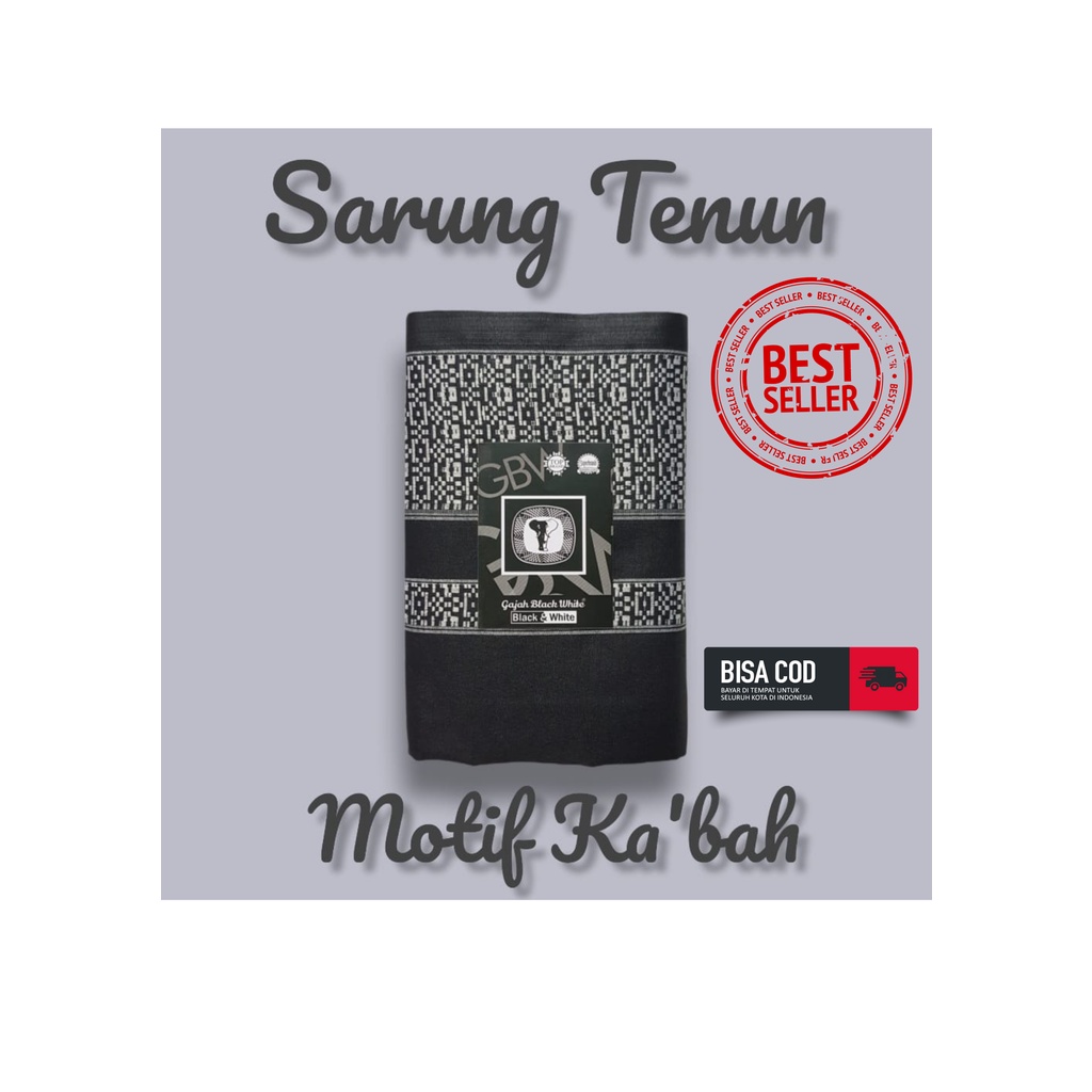 SARUNG TENUN HITAM POLOS MOTIF DOBBY SABUK