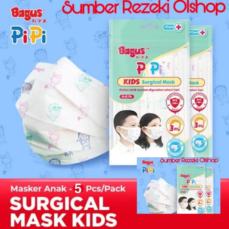 Masker Bagus Pipi kids Surgical Mask isi 5 pcs