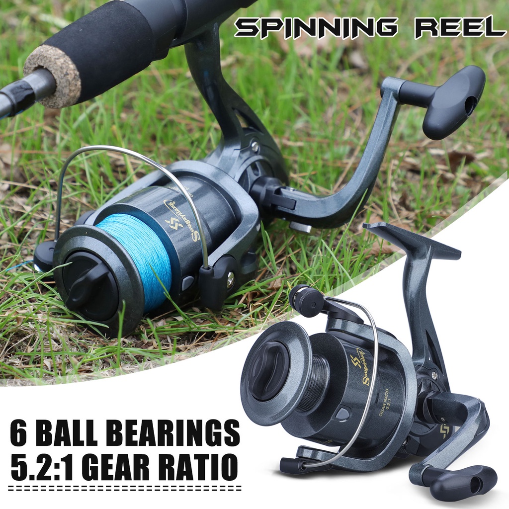 Spinning Fishing Reel Max Drag Full Metal Spool Spinning Reel 6 Ball Bearings 5.2:1 Rasio Gigi Kanan/Kiri Gagang Inter-changeable 1000 2000 3000 4000 Model Spinning Fishing Reel Air Asin Gulungan Pancing Air Tawar Gear Tackle Outdoor