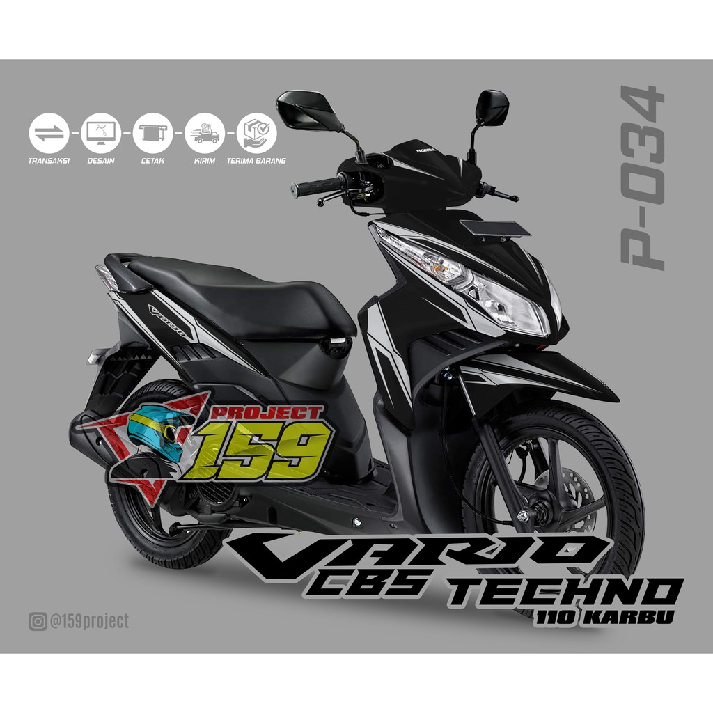 Decal Stiker Motor Vario CBS Techno 110  Karbu - P-034 Dark Grey