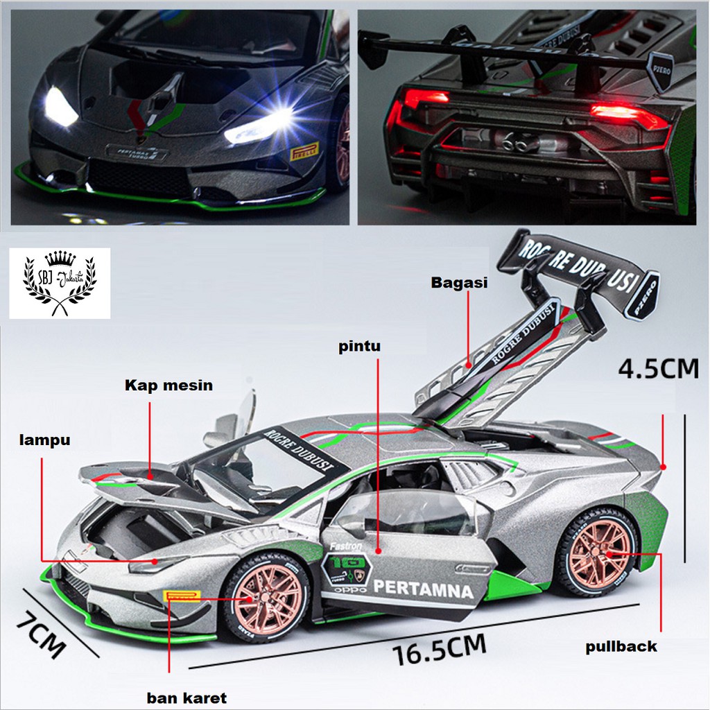 Diecast Miniatur Mobil LAMBORGHINI HURACAN RACING METAL SERIES 1:32