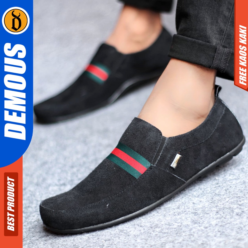 DEMOUS YOME Sepatu Slip On Kulit Casual Slop Kasual Santai