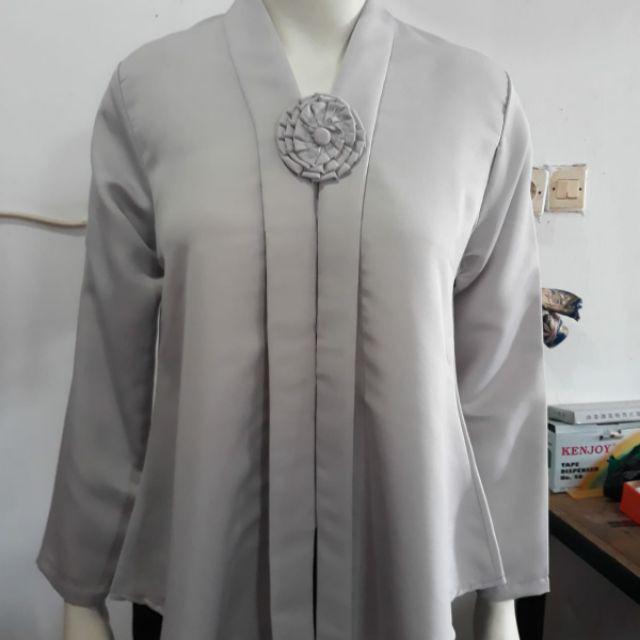 (P92/100) Kebaya floy TANGAN PANJANG kutubaru std-jumbo busui kartini KeroncongBusana (PJG)-Abu muda