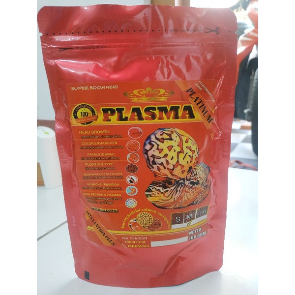 PLASMA PLATINUM CACING SUTRA PELET IKAN LOHAN Size M 100gr