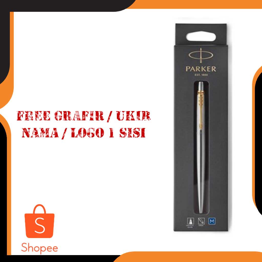 

Pulpen Parker Jotter Stainless Steel GRATIS Ukir Nama Ballpoint Clip Emas GT Hangsel