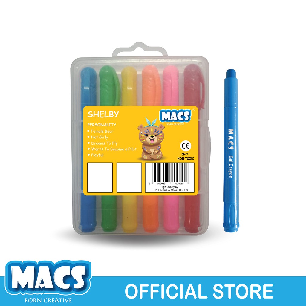 Macs Gel Crayon 6 Warna Colors-1