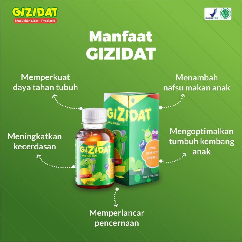 GIZIDAT Madu Alami Asli - Paket 3 Botol, Vitamin Penambah Nafsu Makan dan Penambah Berat Badan Anak