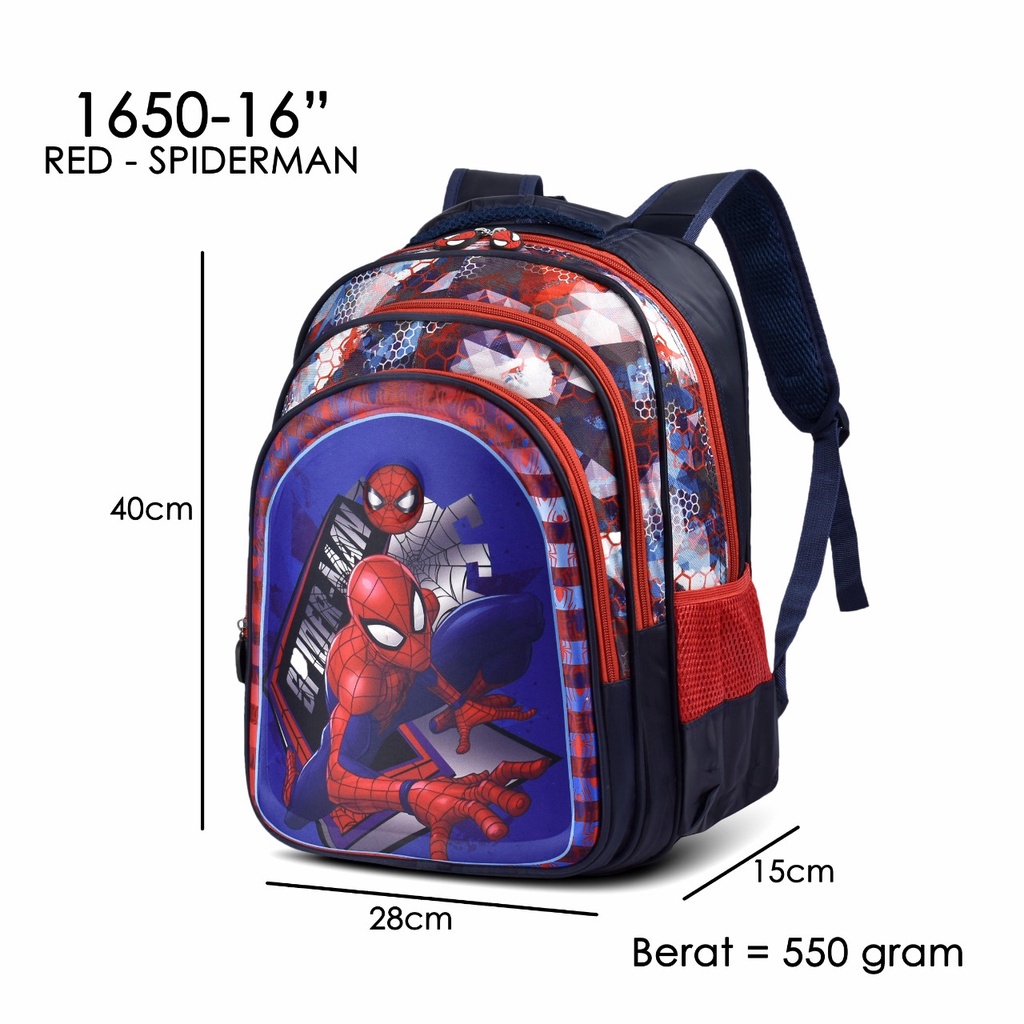 Tas Sekolah Cartoon 1650 Ransel Anak Cowok Tas Ransel Cewek Fashion Motif Captain America,Frozen,Spiderman Dan Unicorn
