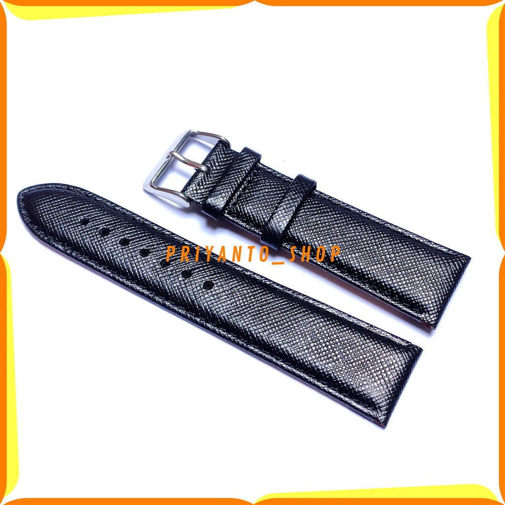 Strap Tali Jam Tangan 22mm Tali jam Leathers Genuine kulit Rajut 22mm hitam