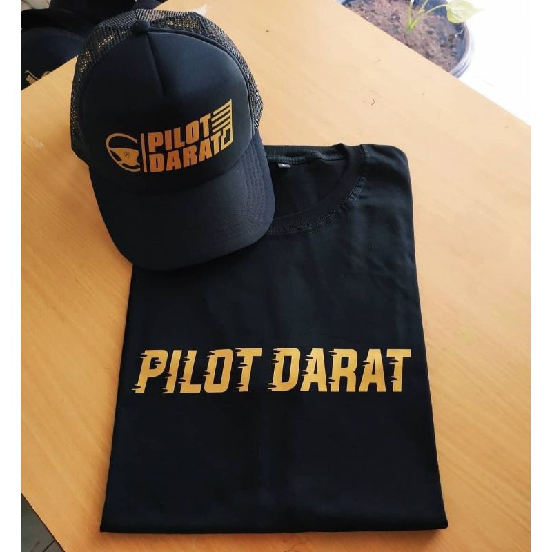 Kaos distro Pilot Darat gratis topi