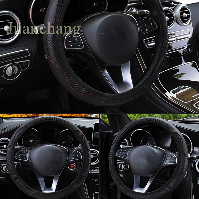 1pc Cover Stir Mobil Universal Bahan Kulit PU Breathable Anti Slip Ukuran 37-38cm