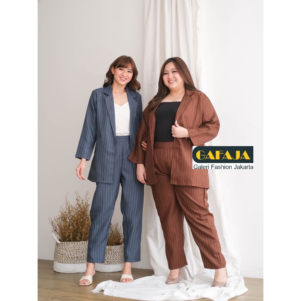 Set Baju Atasan Outer Celana Panjang Wanita One Set  Blazer Dan Celana Tokyo - Setelan Wanita Baju K