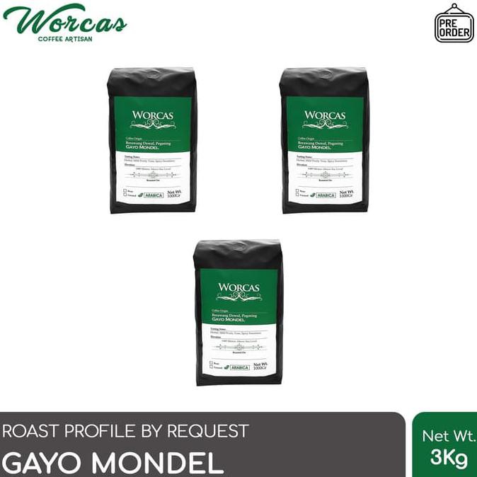 

WORCAS Kopi Arabica Aceh Gayo 3 Kg (Biji/Bubuk) - KOPI BIJI