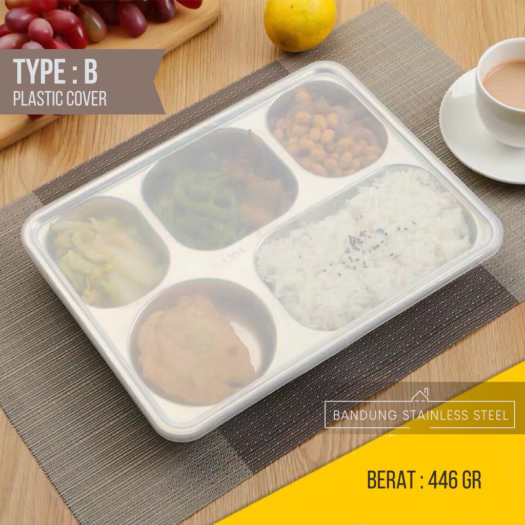 Food Tray Tempat makanan / piring stainless dengan tutup Stainless Plato