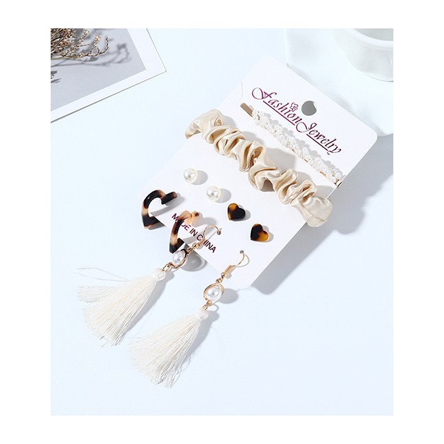 LRC Aksesoris Set Fashion Earrings Hair Clip Hair Rope Set