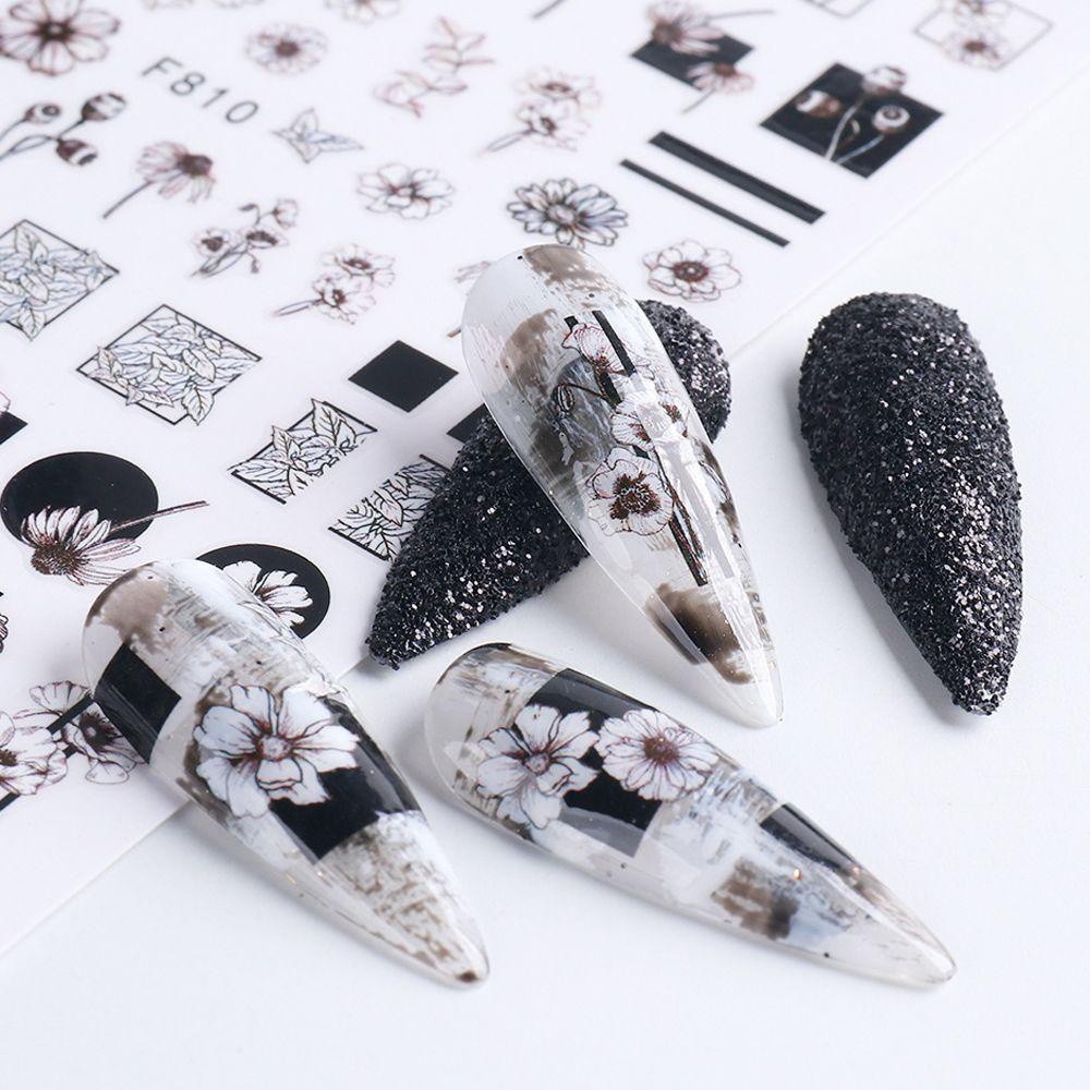 Mxbeauty Bunga Nail Art Stiker Fashion Indah INS Wanita Perekat Diri Valentine Bunga Mawar 3D Kuku Decal