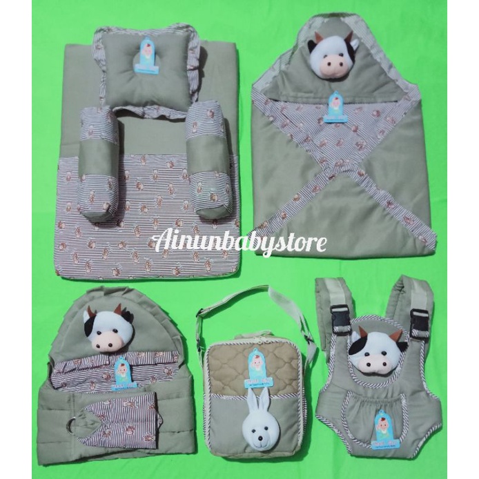 PAKET HEMAT 5 IN 1 SET PERLENGKAPAN BAYI TERMURAH (GRATIS 1 SET SARUNG TANGAN/ KAKI BAYI/-5 in 1 Krem