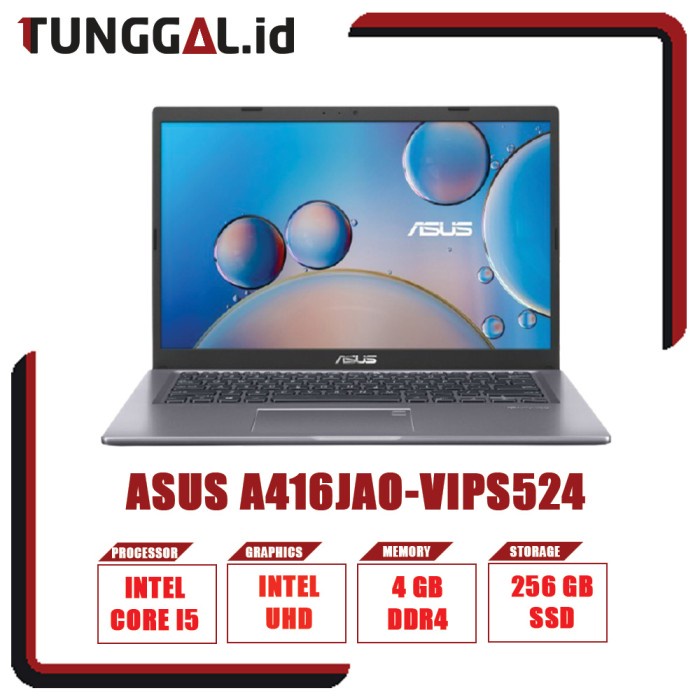 ASUS VivoBook A416JAO VIPS525 i5-1035G1 256GB 4GB 14" FHD IPS WIN OHS