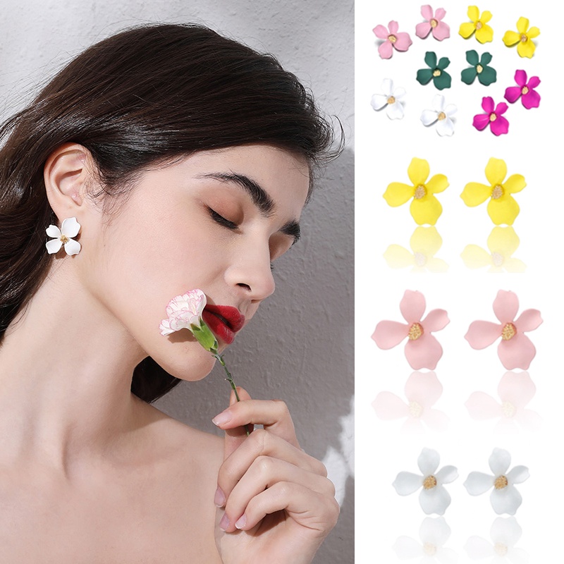 Anting Bunga Permen Warna Manis / Statement Earrings Candy Color Flower Sweet Ear Studs AM2