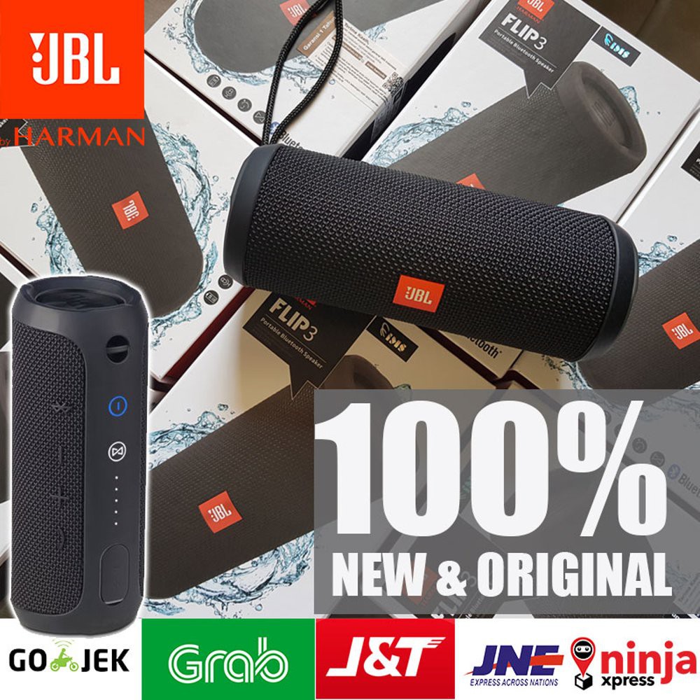 Unik JBL FLIP 3 Portable Bluetooth Speaker Splashproof   Hitam   Original Diskon