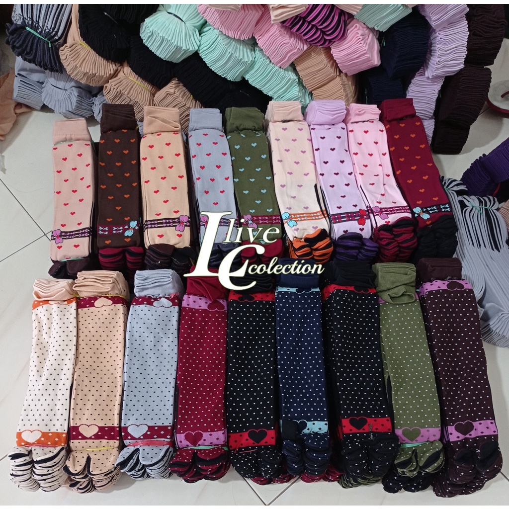 1 lusin kaos kaki jempol nylon motif atau polos randoom nonkemas