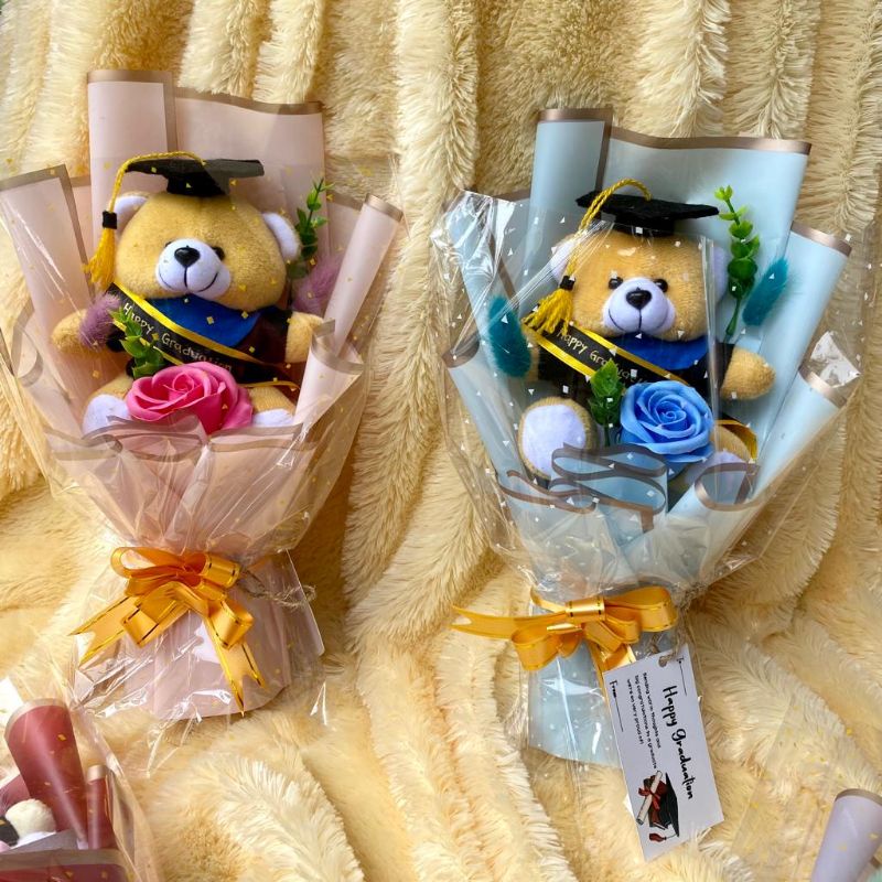 (FREE PAPERBAG) BUKET BONEKA WISUDA | BUKET BUNGA SABUN DAN BUNGA KERING | DRIED AND FLOWERS BOUQET