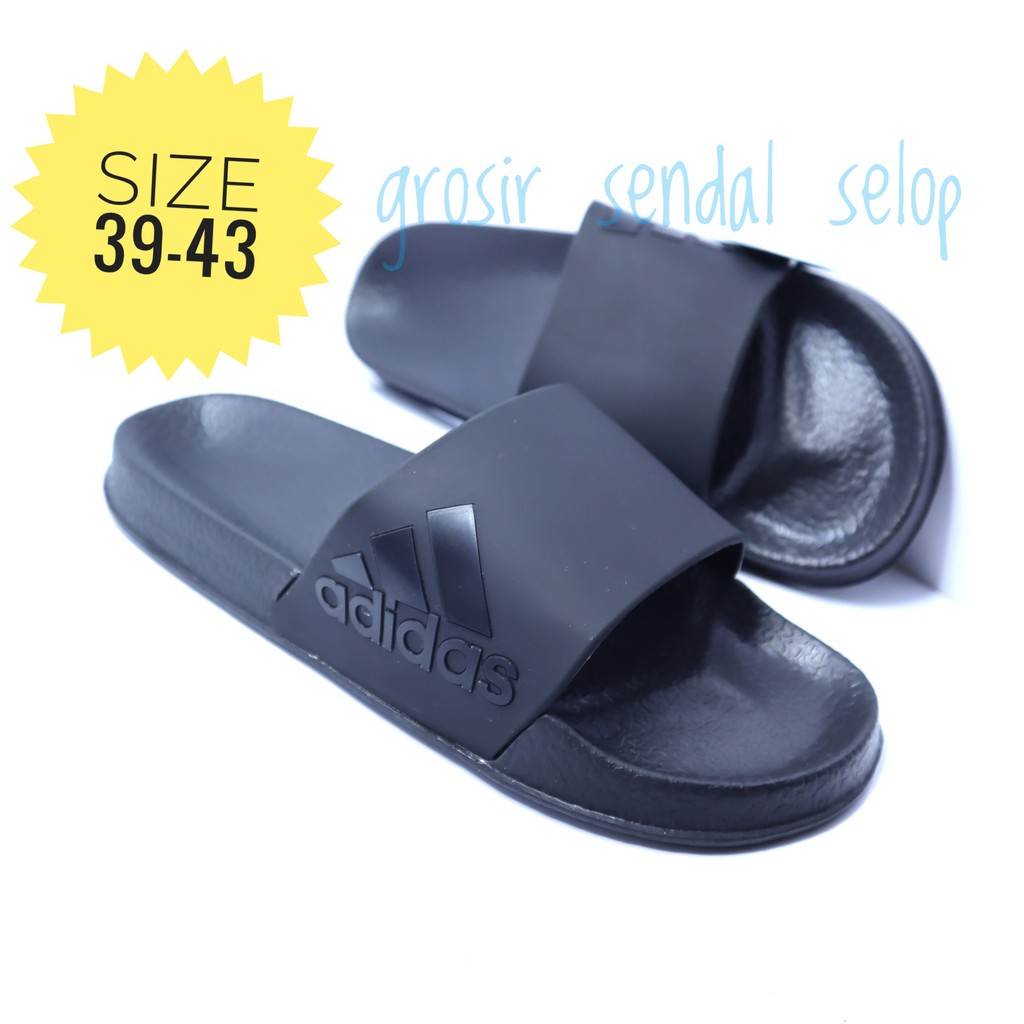  Sandal  bermerk adidas selop  slip sandal  sport kasual hitam  