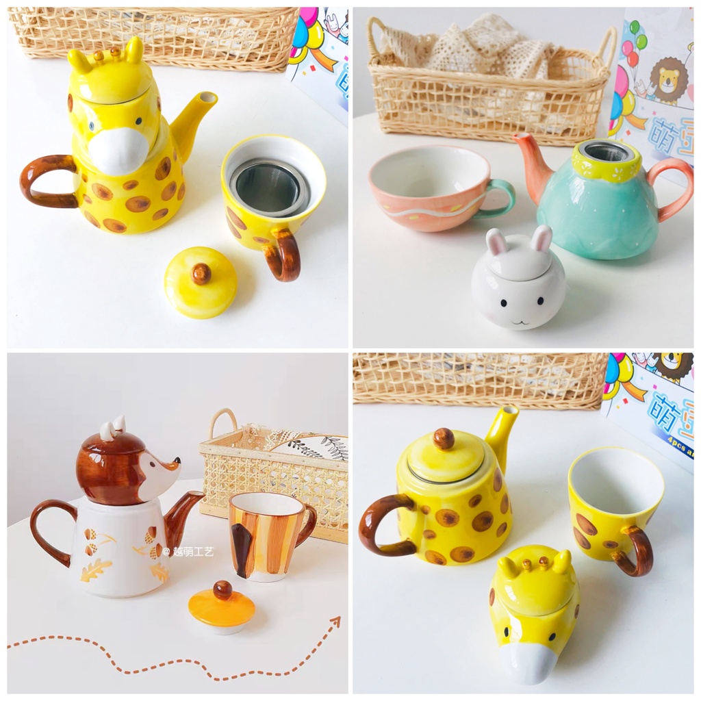 Jual Cartoon Animal Tea Pot Cup Set 3 PCS / Cangkir Teko Teh Susu Anak