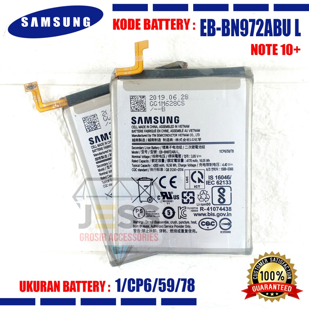 Baterai Original SAMSUNG Galaxy Note 10 Plus &amp; Note 10+ &amp; N975 &amp; N975F &amp; SM-N975F Kode Battery EB-BN972ABU