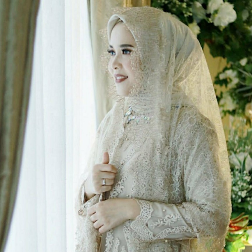 Slayer Pengantin Brukat / Selendang Brukat / Hijab Renda Brukat/Kerudung akad