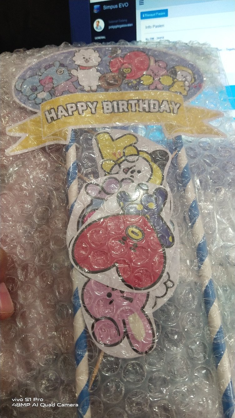 Hiasan Kue Cake Topper Birthday C1 Bt21 Isi 7