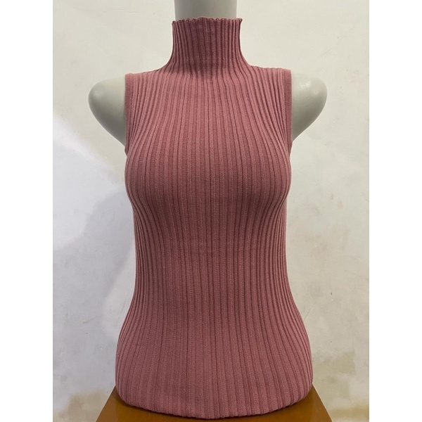 LIDYA TURTLENECK KNIT TANKTOP WANITA TERBARU-DUSTY