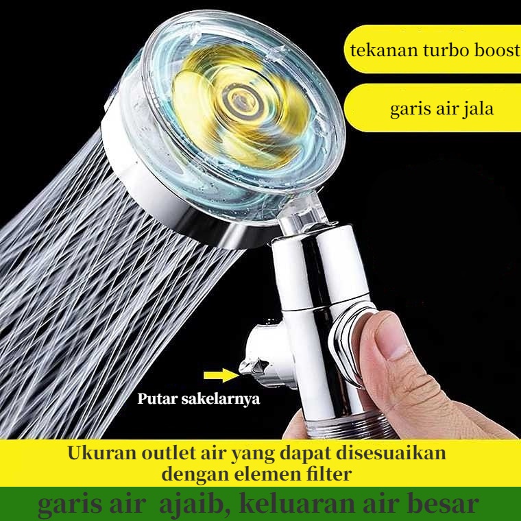 Turbo Fan Shower Head Water Saving High-Pressure Rainfall Bathroom