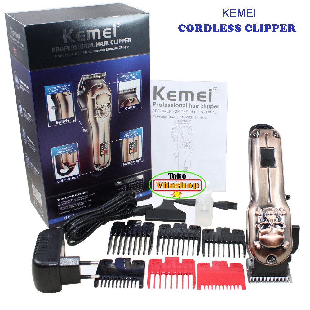 Hair Clipper Alat Cukur Kemei KM 2618 Mesin Cukuran dan Potong Rambut Charger