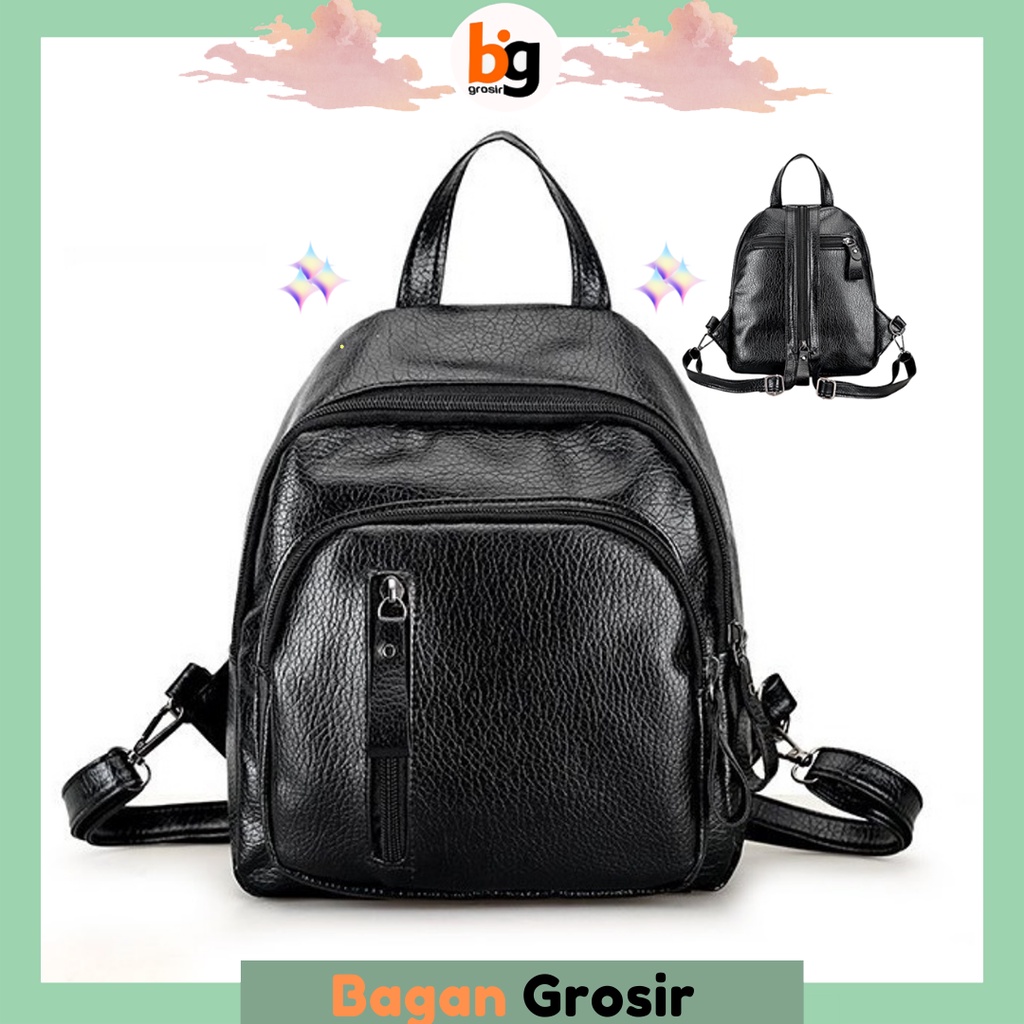 BG Tas Ransel Serbaguna Tas Gendong Kulit Sintetis Multifungsi Wanita Import T257