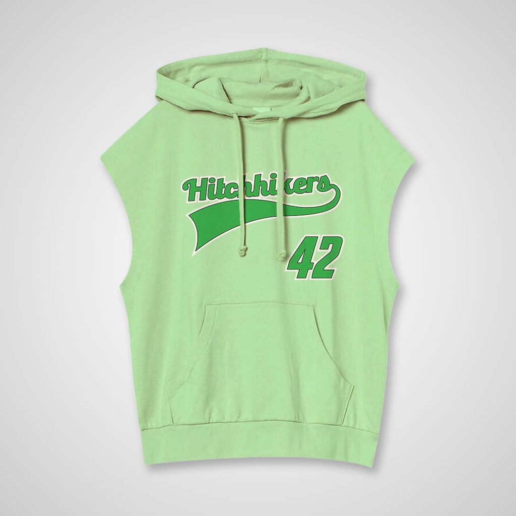 ROMPI HOODIE UNISEX HITCHHIKER 42 PREMIUM /// SLEEVELESS UNISEX  FLEECE TEBAL HALUS KEKINIAN TERBARU''