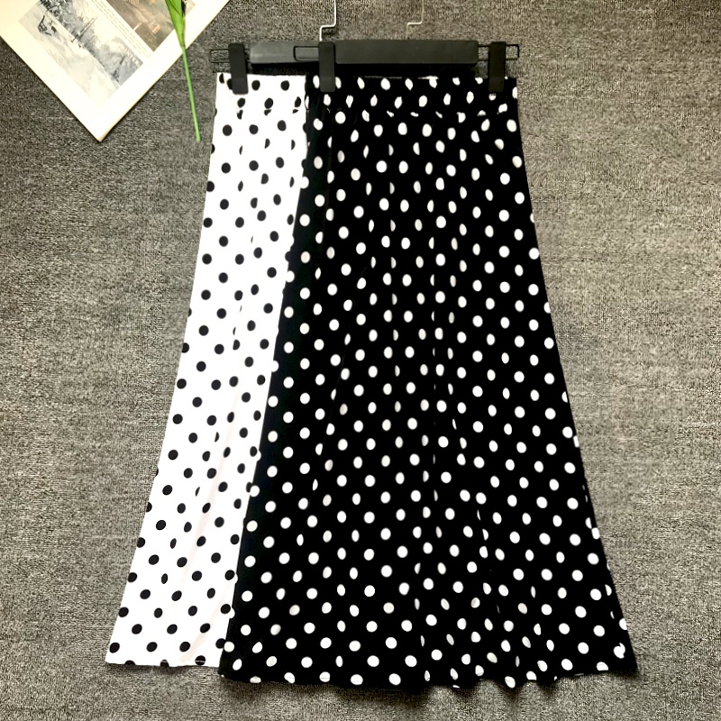 Rok Putih Chiffon Polkadot/midi Skirt Rok Korean Style