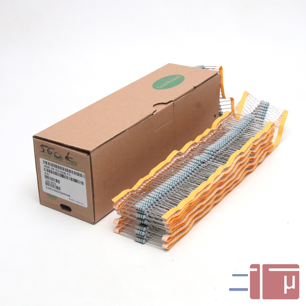 x10 Resistor 560K 1W Metal Oxide 5% Taiwan Kaki Tembaga