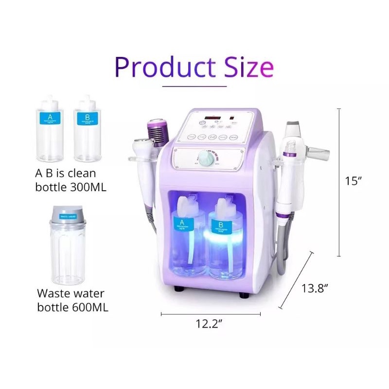 HYDRA FACIAL VIBE 6IN1 HOT COLD HAMMER SKIN SCRUBBER OXYGEN SPRAY RF  ULTRASOUND DETOX