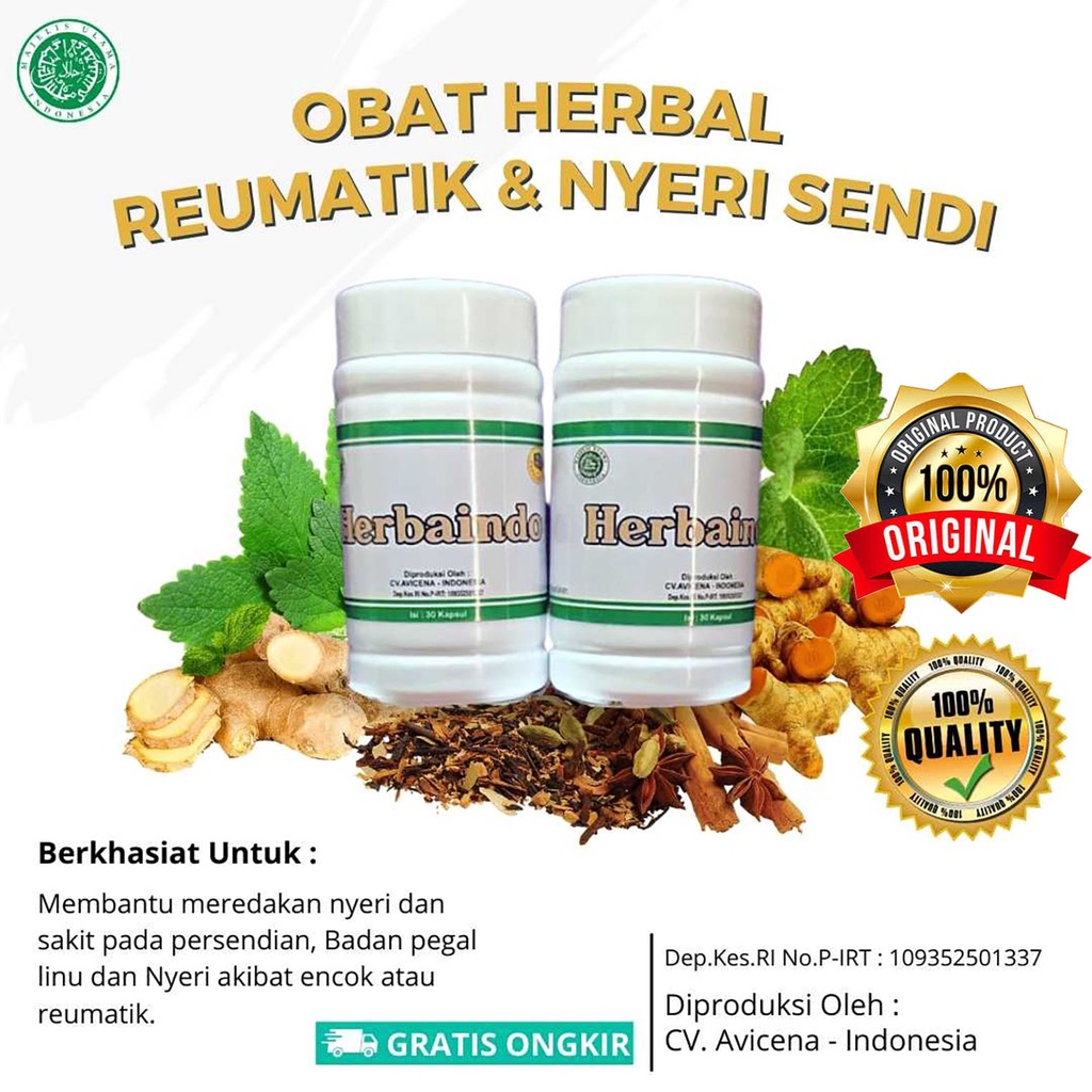 KAPSUL HERBAINDO OBAT ASAM URAT PEGAL LINU SAKIT PINGGANG OTOT KAKU NYERI SENDI STROKE PALING AMPUH 