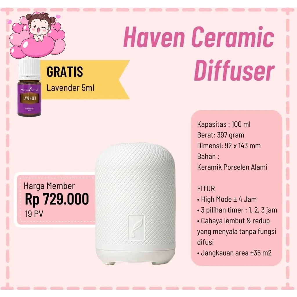 YOUNG LIVING | HAVEN DIFFUSER + FREE EO 5 ML X1