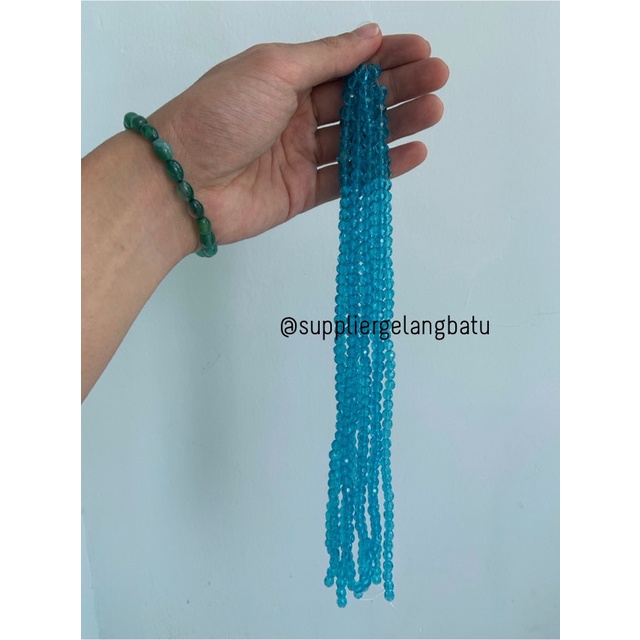 kristal bola dunia cutting 6mm Light Blue quartz biru ceko bulat quart