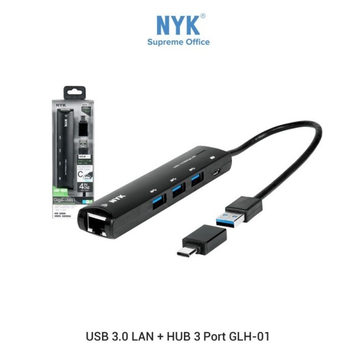 USB to LAN GLH-01 NYK HUB 3.0 3 Port with OTG Type C 3.1GLH-01 NYK