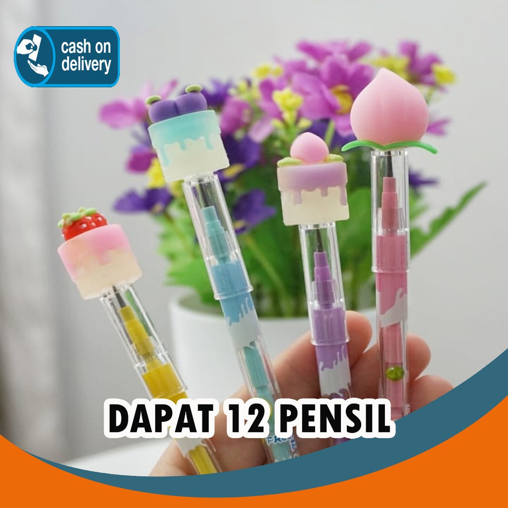 

SELUSIN PENSIL KUE CAKE ISI 12 PCS PENSIL SUSUN BENSIA LANTU PENSIL PELURU DESSERT CUPCAKE PEACH