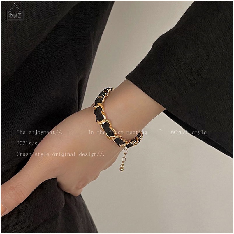 COD❤️Gelang Tangan Rantai Emas Wanita Desain Salib Retro Fashion Korea