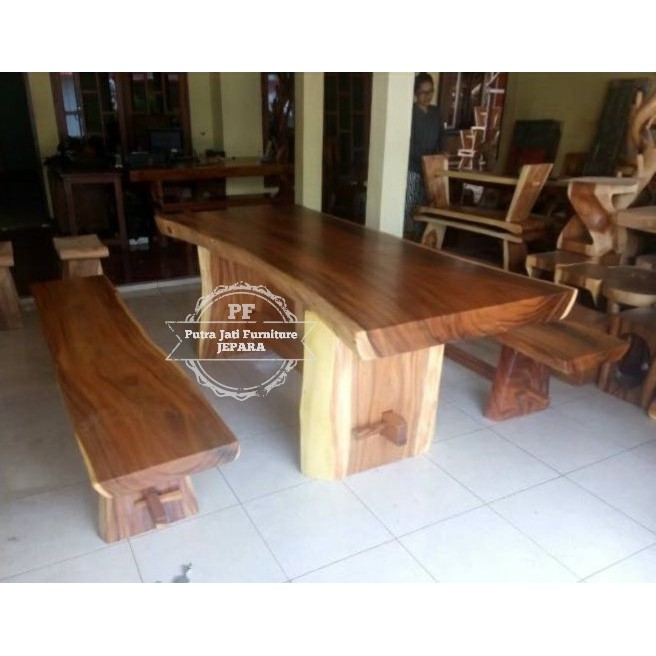 Furniture Produk Jepara Meja Makan Bangku  Panjang Kayu  Meh  