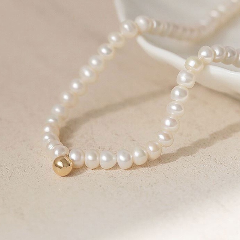 Kalung Rantai Choker Hias Liontin Mutiara Gaya Perancis Untuk Wanita