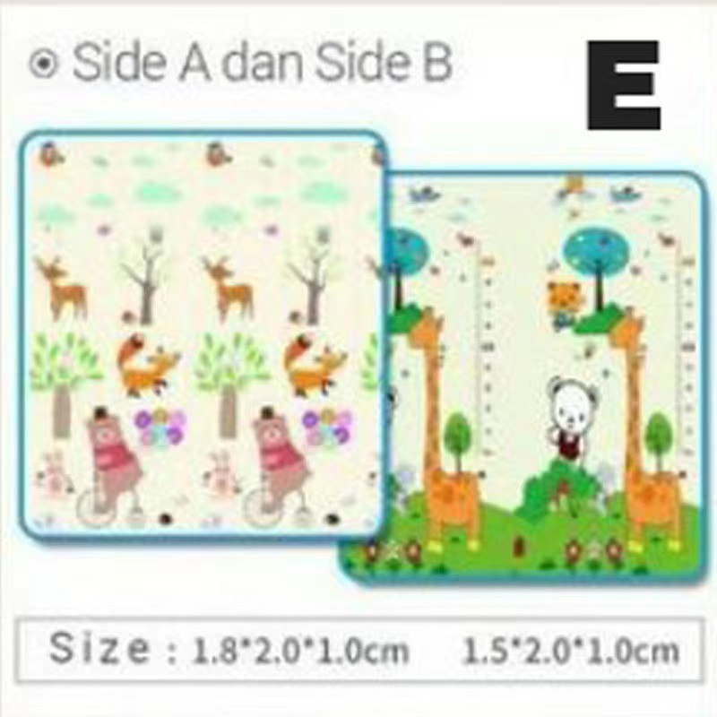 (DENGAN TAS) PREMIUM PLAYMAT ANAK BAYI XPE Uk 200 x 150 cmTEBAL 1 CM MOTIF BOLAK BALIK-E + BAG (MEREK LOLO)