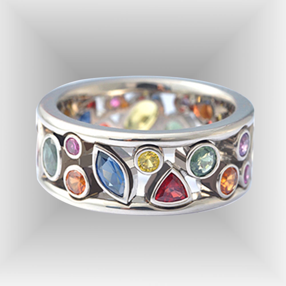 Hu Hu Hu Hu Hu Alat Bantu Pasang Kacamata♡ Cincin Wanita Desain Geometri Hollow Hias Berlian Imitasi Untuk Pestahadiah