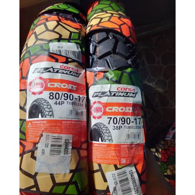 Paket Ban tubles corsa cross  70/90+80/90 ring 17 free pentil